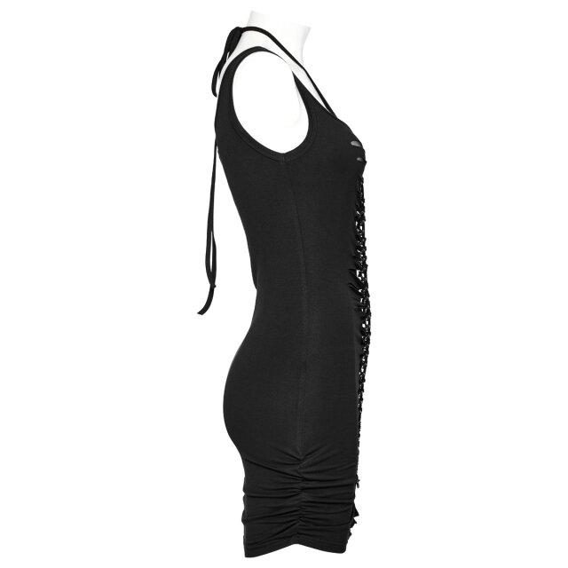 PUNK RAVE mini dress Fever with rips and chain