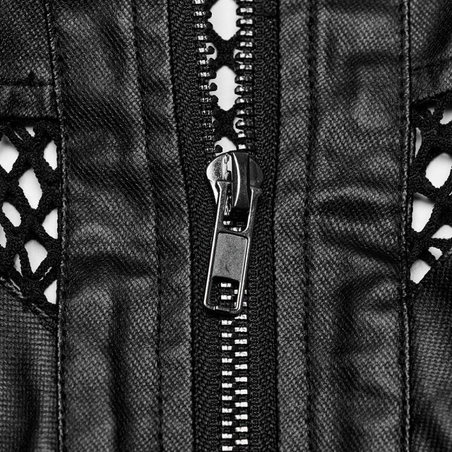 Punk Rave mesh waistcoat Massive Ego with leatherette details
