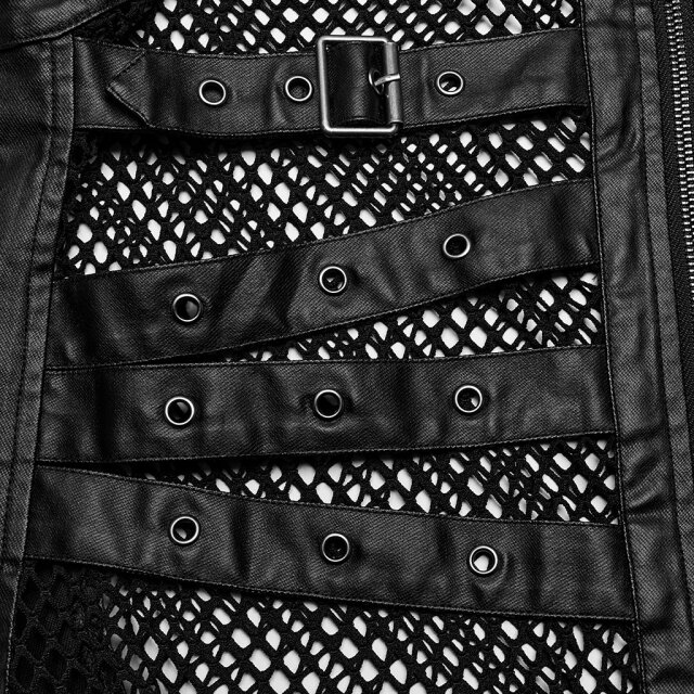 Punk Rave mesh waistcoat Massive Ego with leatherette details