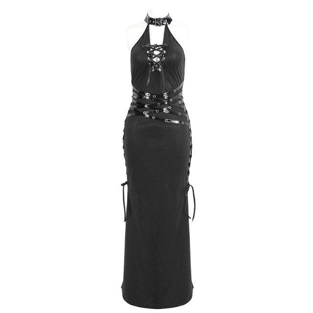 Langes Devil Fashion Neckholder Kleid Toxic Seduction