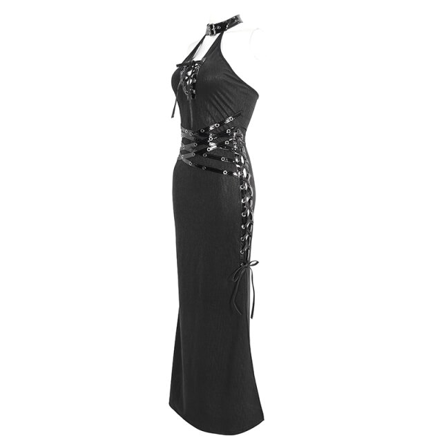 Langes Devil Fashion Neckholder Kleid Toxic Seduction