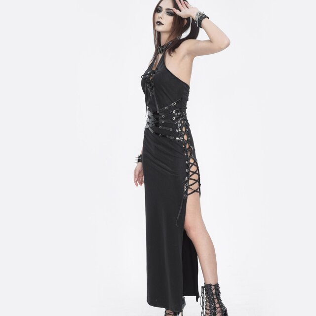 Langes Devil Fashion Neckholder Kleid Toxic Seduction