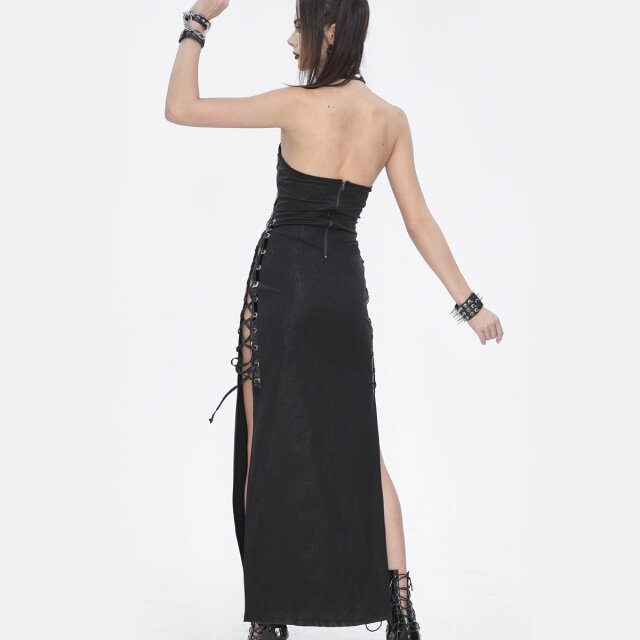 Langes Devil Fashion Neckholder Kleid Toxic Seduction