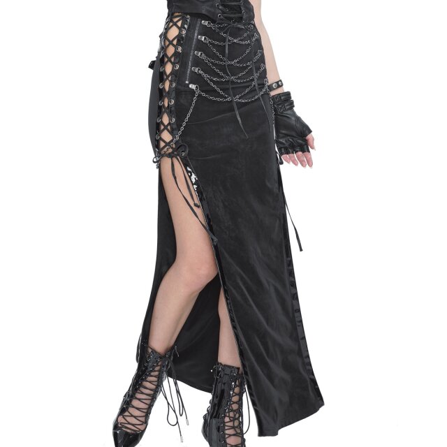 Long Devil Fashion skirt Toxcity with lacing and chains