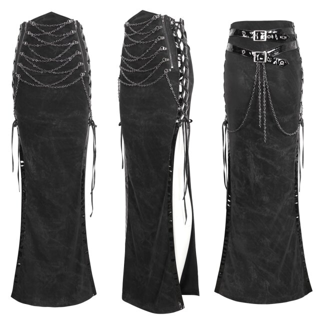 Long Devil Fashion skirt Toxcity with lacing and chains