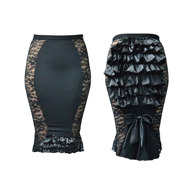 Burlesque-ruffle skirt-with lace insert - size: L/XL (UK...
