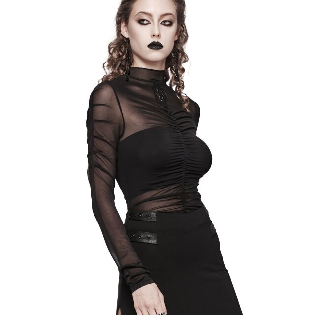 Punk Rave gesmoktes Mesh Shirt Longsleeve Oblivion Idol