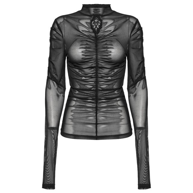 Punk Rave gesmoktes Mesh Shirt Longsleeve Oblivion Idol