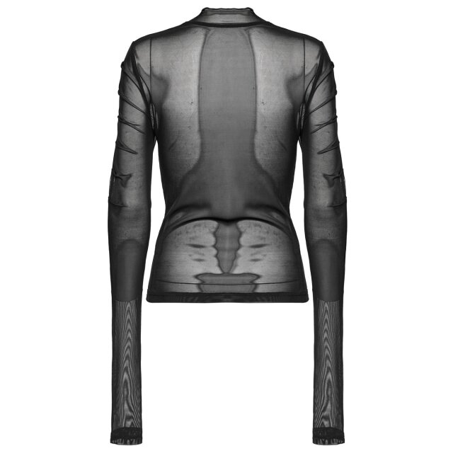 Punk Rave gesmoktes Mesh Shirt Longsleeve Oblivion Idol
