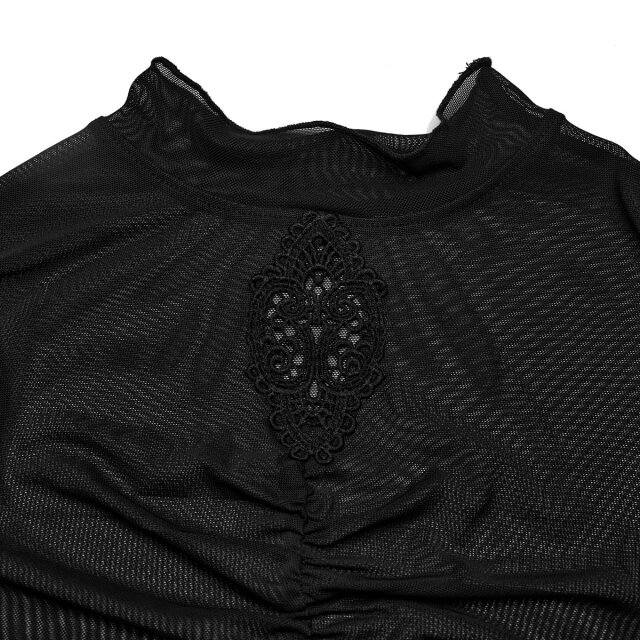 Punk Rave gesmoktes Mesh Shirt Longsleeve Oblivion Idol