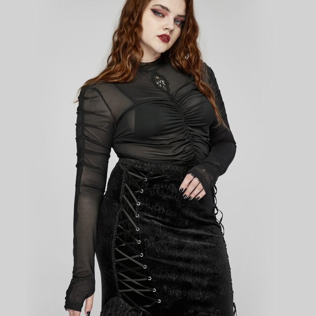 Punk Rave gesmoktes Mesh Shirt Longsleeve Oblivion Idol