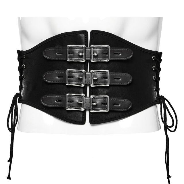 PUNK RAVE faux leather cummerbund / wide belt Warlord