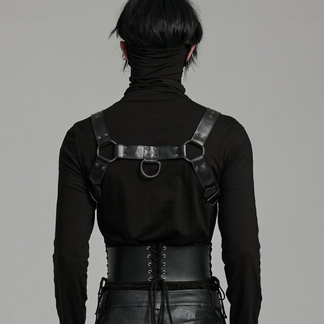 PUNK RAVE faux leather cummerbund / wide belt Warlord
