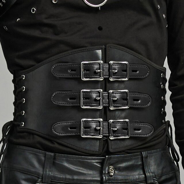 PUNK RAVE faux leather cummerbund / wide belt Warlord