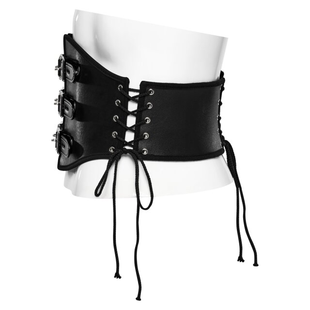 PUNK RAVE faux leather cummerbund / wide belt Warlord