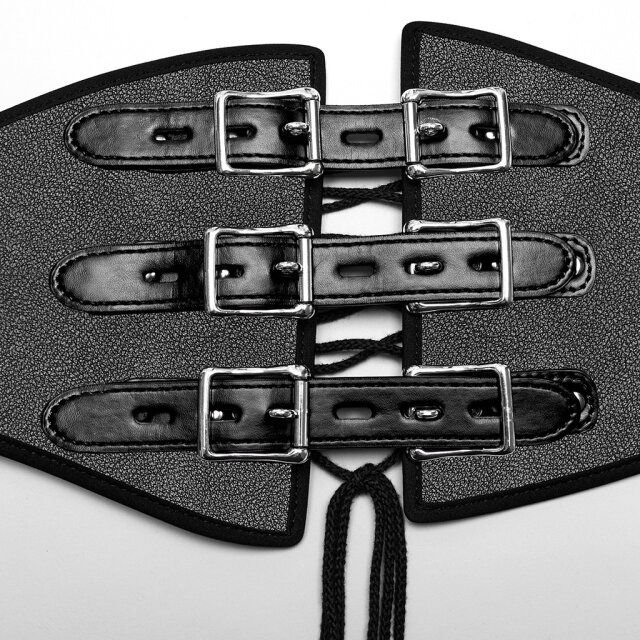PUNK RAVE faux leather cummerbund / wide belt Warlord