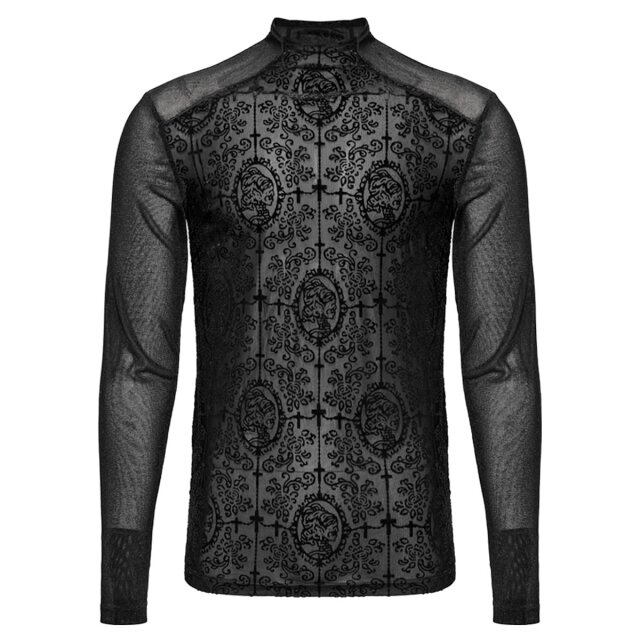Punk Rave Mesh Longsleeve Skull Cameo