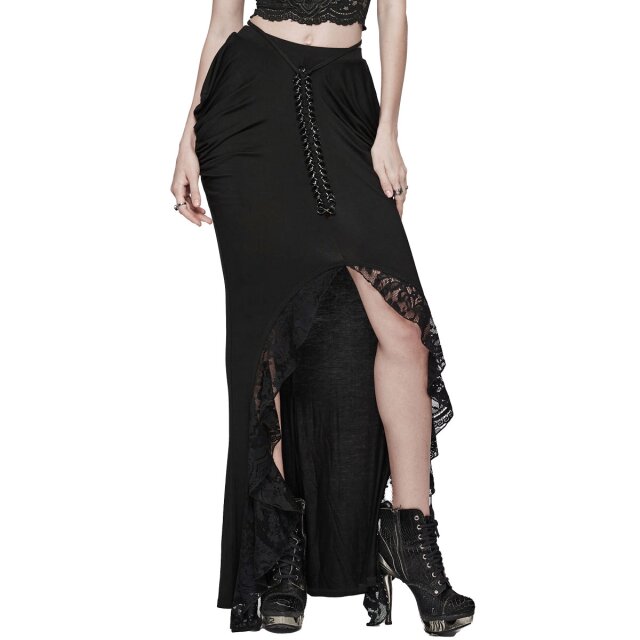 Punk Rave long Mermaid Skirt Dilectus Tenebris with slit and chain