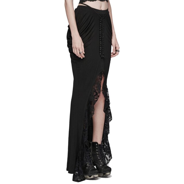 Punk Rave long Mermaid Skirt Dilectus Tenebris with slit and chain