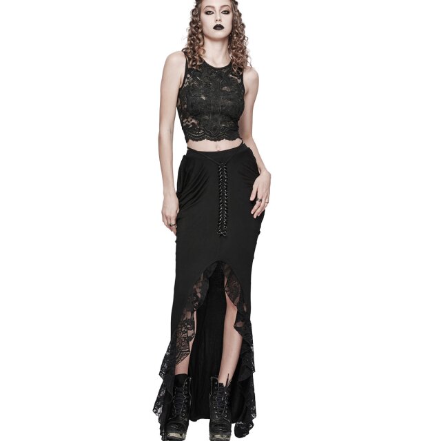 Punk Rave long Mermaid Skirt Dilectus Tenebris with slit and chain