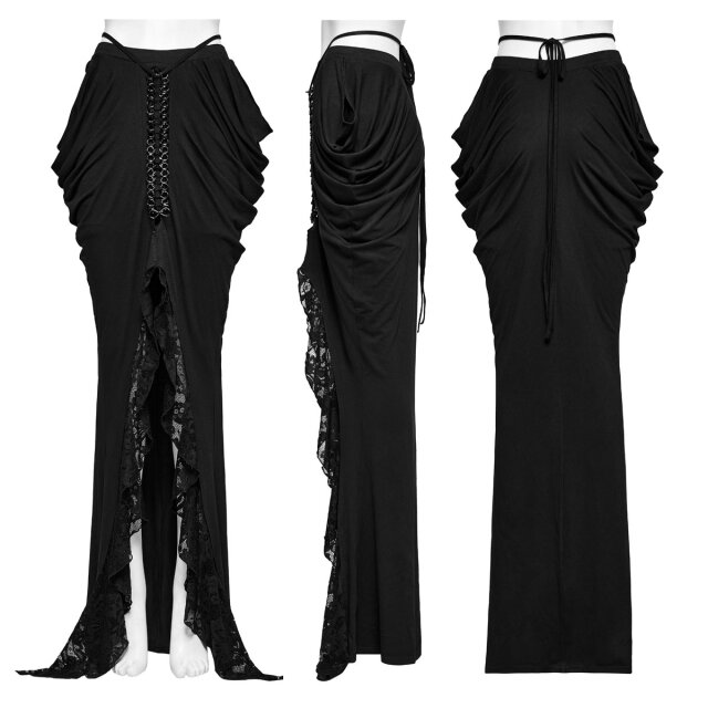 Punk Rave long Mermaid Skirt Dilectus Tenebris with slit and chain