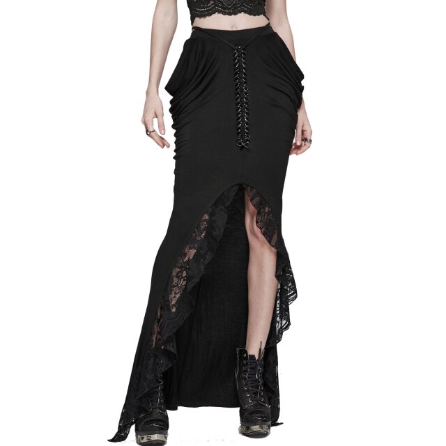 Punk Rave langer Mermaid Rock Dilectus Tenebris mit Schlitz und Kette