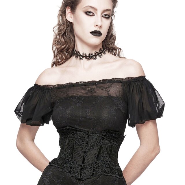 PUNK RAVE corset belt Bleak Kiss made of mesh with lace