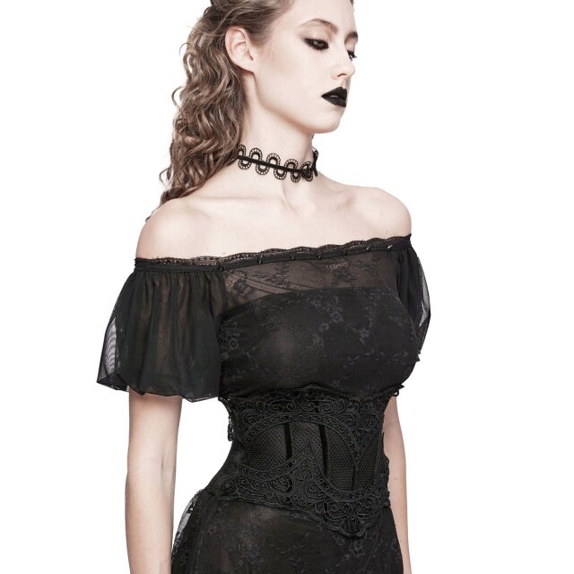 PUNK RAVE corset belt Bleak Kiss made of mesh with lace