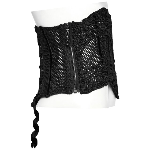 PUNK RAVE corset belt Bleak Kiss made of mesh with lace