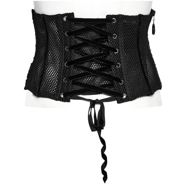 PUNK RAVE corset belt Bleak Kiss made of mesh with lace