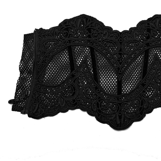 PUNK RAVE corset belt Bleak Kiss made of mesh with lace