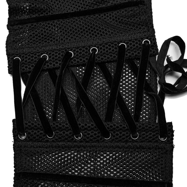 PUNK RAVE corset belt Bleak Kiss made of mesh with lace