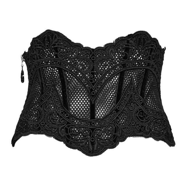 PUNK RAVE corset belt Bleak Kiss made of mesh with lace