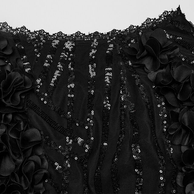 Punk Rave maxi skirt Black Swan with feathers and sequins