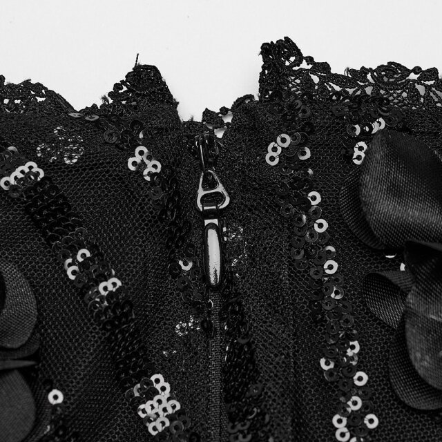Punk Rave maxi skirt Black Swan with feathers and sequins