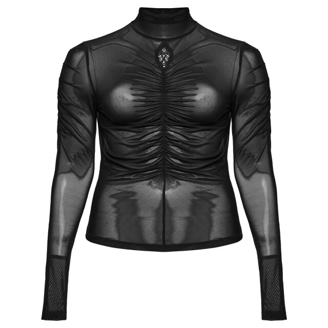 Punk Rave gesmoktes Mesh Shirt Longsleeve Oblivion Idol