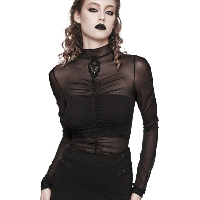 Punk Rave gesmoktes Mesh Shirt Longsleeve Oblivion Idol
