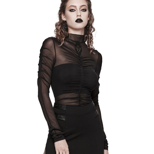 Punk Rave gesmoktes Mesh Shirt Longsleeve Oblivion Idol