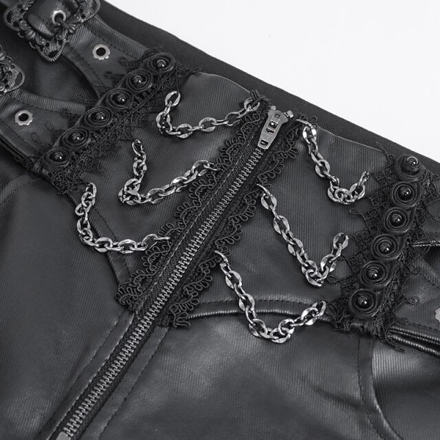 Devil Fashion Kunstlederhose Hadrians Legacy mit Spitzenborten und Ketten
