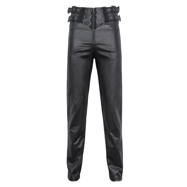 Devil Fashion faux leather trousers Hadrians Legacy with lace trims and chains