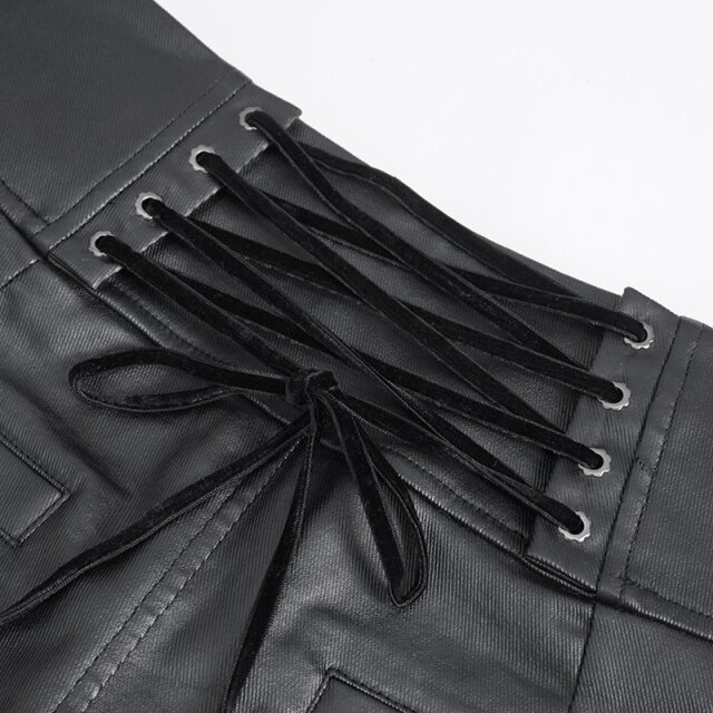 Devil Fashion faux leather trousers Hadrians Legacy with lace trims and chains