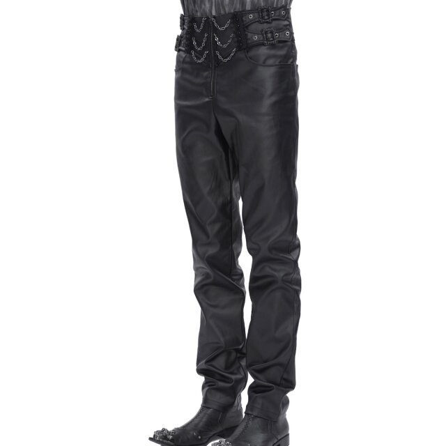 Devil Fashion Kunstlederhose Hadrians Legacy mit Spitzenborten und Ketten