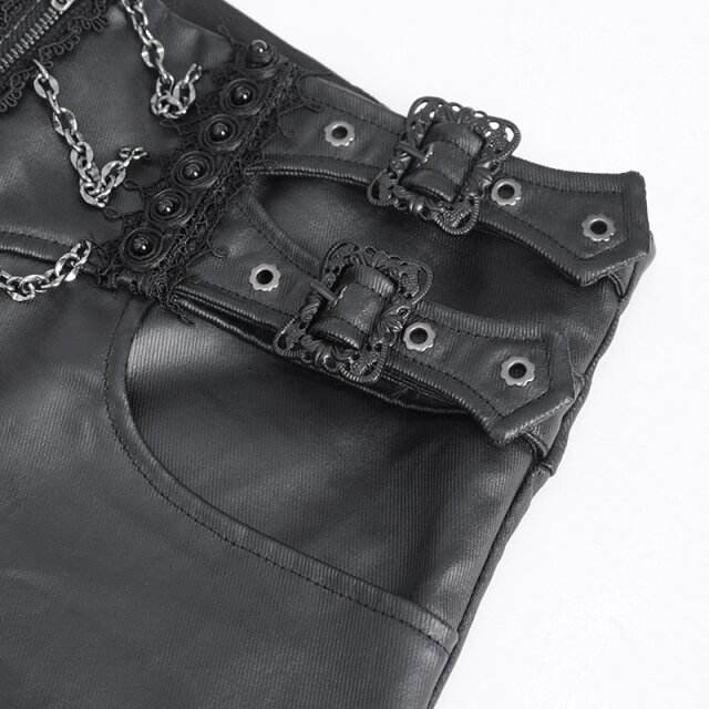 Devil Fashion Kunstlederhose Hadrians Legacy mit Spitzenborten und Ketten