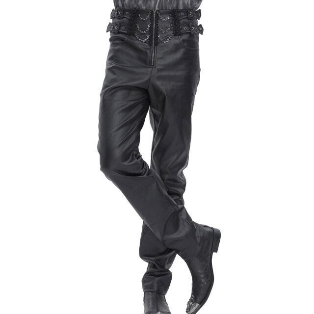 Devil Fashion Kunstlederhose Hadrians Legacy mit Spitzenborten und Ketten