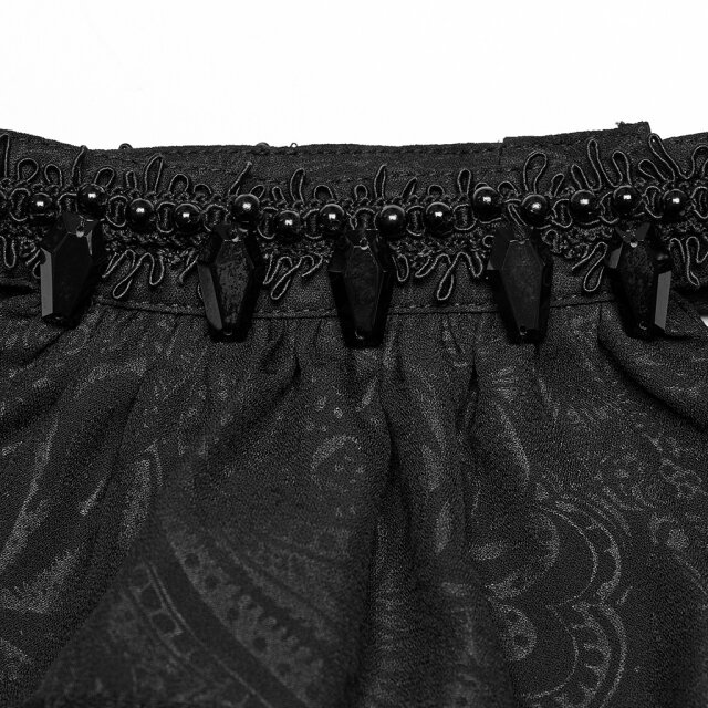 PUNK RAVE Plastron See You Six Feet Under mit schwarzen Perlen