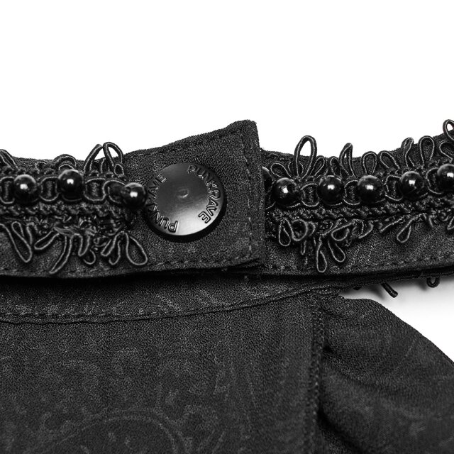 PUNK RAVE Plastron See You Six Feet Under mit schwarzen Perlen