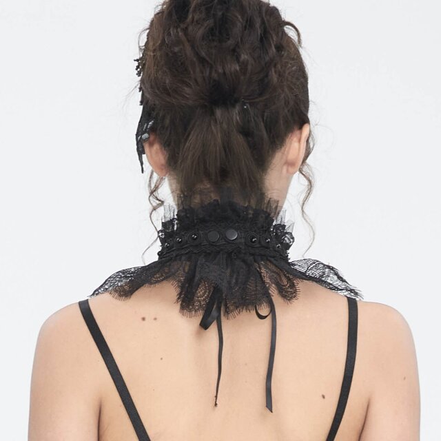 Austere Eva Lady collar Crucifix made of tulle and lace with crosses