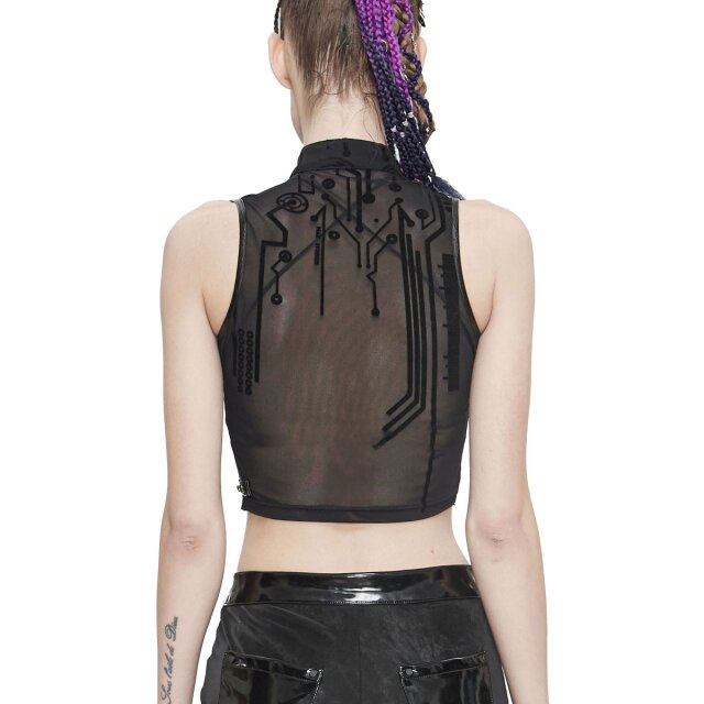 Sleeveless Devil Fashion Mesh Top Cyber Ninja