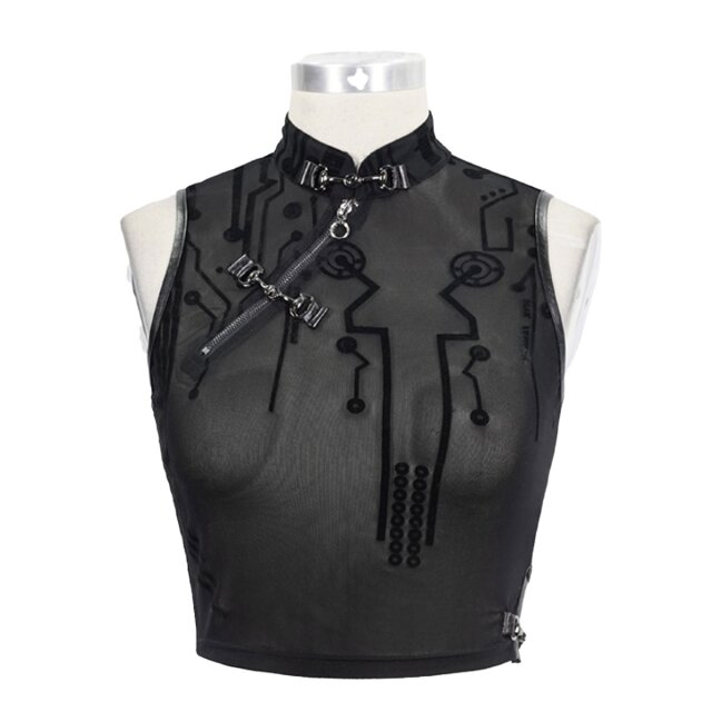 Sleeveless Devil Fashion Mesh Top Cyber Ninja