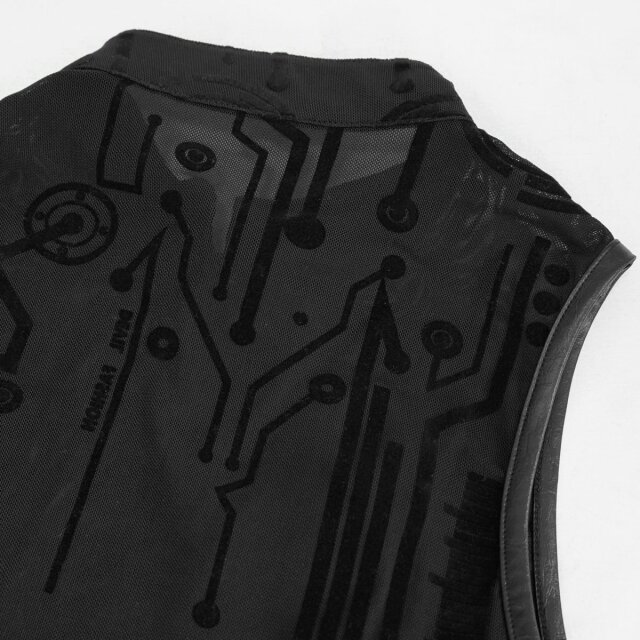 Sleeveless Devil Fashion Mesh Top Cyber Ninja